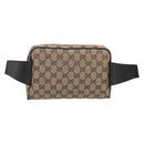 GUCCI GG Canvas Waist Bag Beige Silver 449174 Auth ka6993V-3