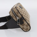 GUCCI GG Canvas Waist Bag Beige Silver 449174 Auth ka6993V-5