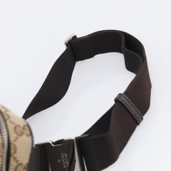 GUCCI GG Canvas Waist Bag Beige Silver 449174 Auth ka6993V