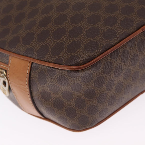 CELINE Macadam Canvas Shoulder Bag PVC Leather Brown Gold Auth ka7000