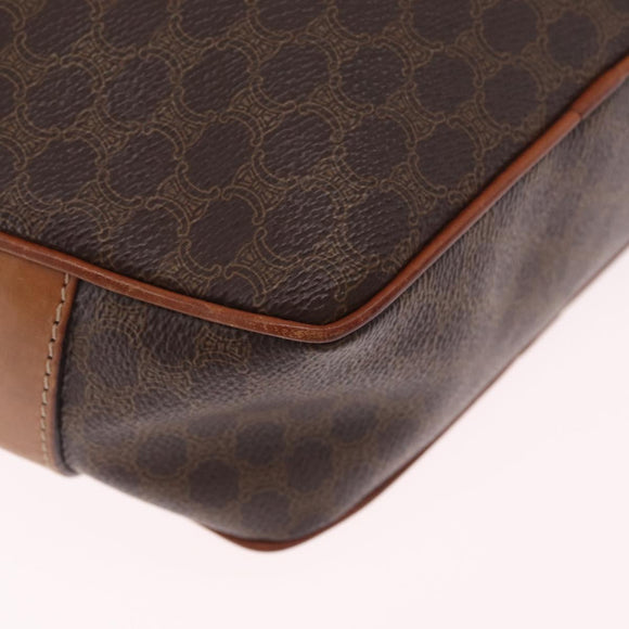 CELINE Macadam Canvas Shoulder Bag PVC Leather Brown Gold Auth ka7000