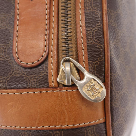 CELINE Macadam Canvas Shoulder Bag PVC Leather Brown Gold Auth ka7000