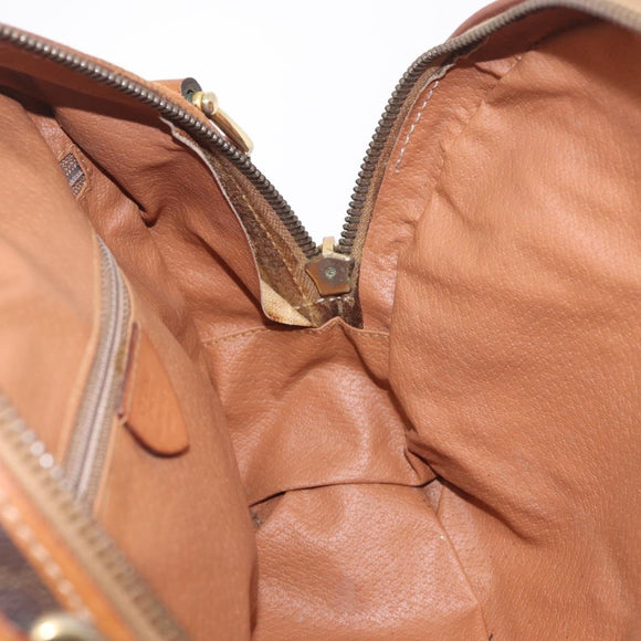 CELINE Macadam Canvas Shoulder Bag PVC Leather Brown Gold Auth ka7000
