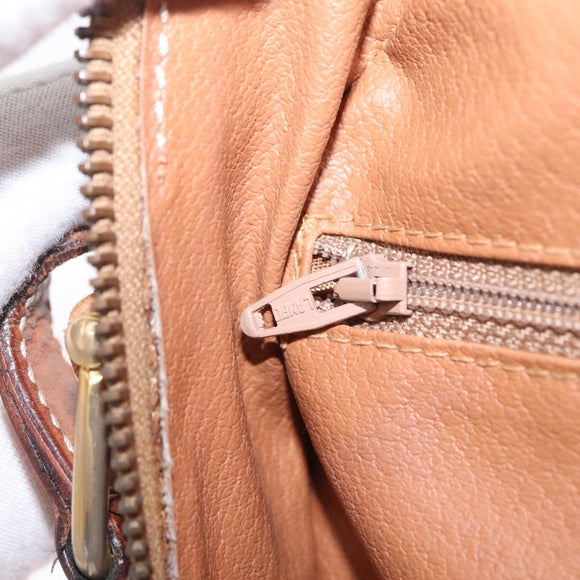 CELINE Macadam Canvas Shoulder Bag PVC Leather Brown Gold Auth ka7000