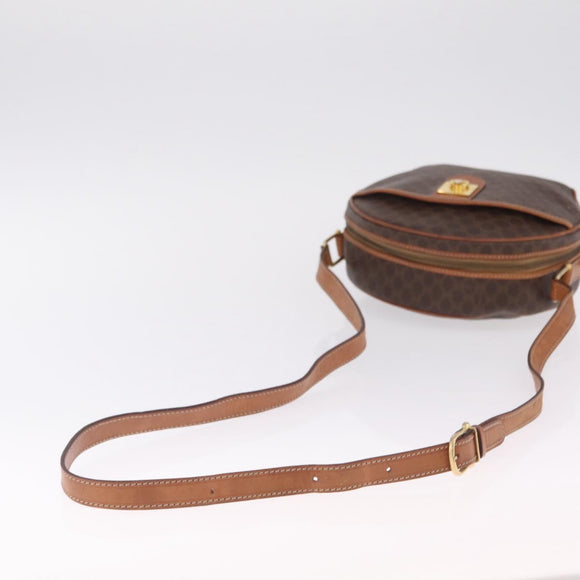CELINE Macadam Canvas Shoulder Bag PVC Leather Brown Gold Auth ka7000