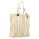 Christian Dior Chain Tote Bag Leather Beige Silver Auth ka7002A-1