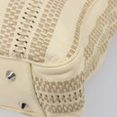 Christian Dior Chain Tote Bag Leather Beige Silver Auth ka7002A-10