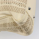 Christian Dior Chain Tote Bag Leather Beige Silver Auth ka7002A-13