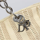 Christian Dior Chain Tote Bag Leather Beige Silver Auth ka7002A-14