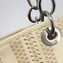 Christian Dior Chain Tote Bag Leather Beige Silver Auth ka7002A-15