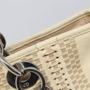 Christian Dior Chain Tote Bag Leather Beige Silver Auth ka7002A-16