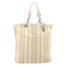 Christian Dior Chain Tote Bag Leather Beige Silver Auth ka7002A-2