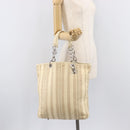 Christian Dior Chain Tote Bag Leather Beige Silver Auth ka7002A-24