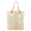 Christian Dior Chain Tote Bag Leather Beige Silver Auth ka7002A-3