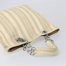 Christian Dior Chain Tote Bag Leather Beige Silver Auth ka7002A-6