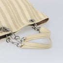 Christian Dior Chain Tote Bag Leather Beige Silver Auth ka7002A-7