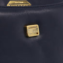GIVENCHY Hand Bag Leather Navy Gold Auth ka7006-18