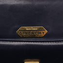 GIVENCHY Hand Bag Leather Navy Gold Auth ka7006-19
