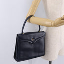 GIVENCHY Hand Bag Leather Navy Gold Auth ka7006-28