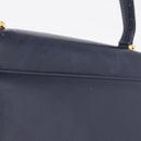 GIVENCHY Hand Bag Leather Navy Gold Auth ka7006-4