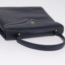 GIVENCHY Hand Bag Leather Navy Gold Auth ka7006-7