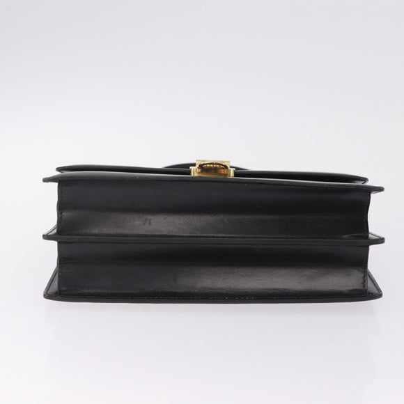 CELINE Hand Bag Leather Black Gold Auth ka7008