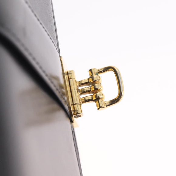 CELINE Hand Bag Leather Black Gold Auth ka7008