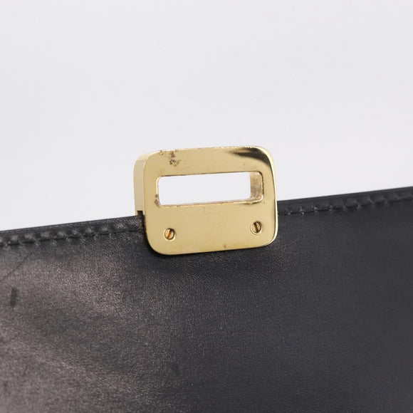 CELINE Hand Bag Leather Black Gold Auth ka7008