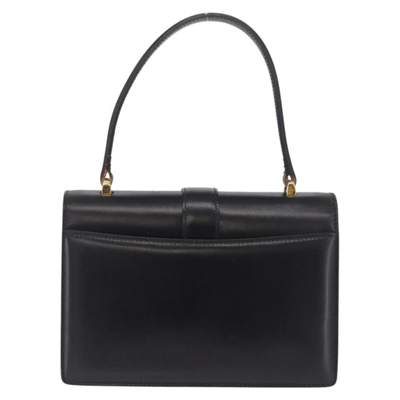 CELINE Hand Bag Leather Black Gold Auth ka7008