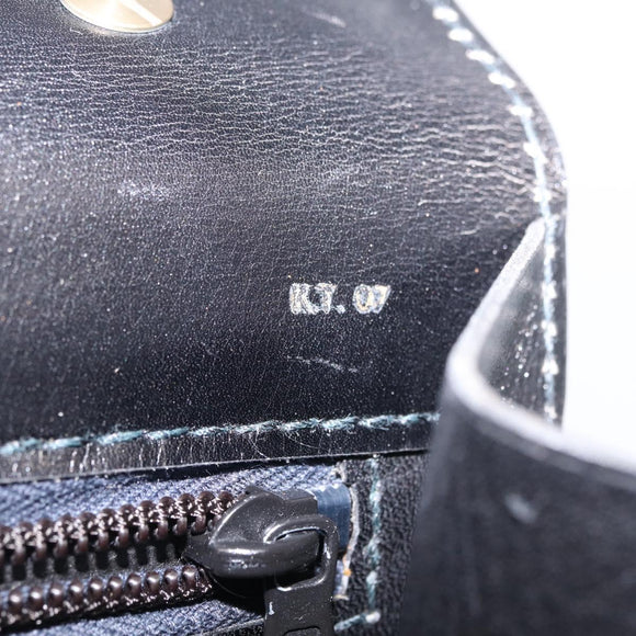CELINE Hand Bag Leather Black Gold Auth ka7008