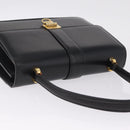 CELINE Hand Bag Leather Black Gold Auth ka7008-6