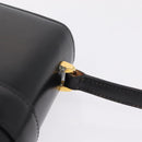 CELINE Hand Bag Leather Black Gold Auth ka7008-9