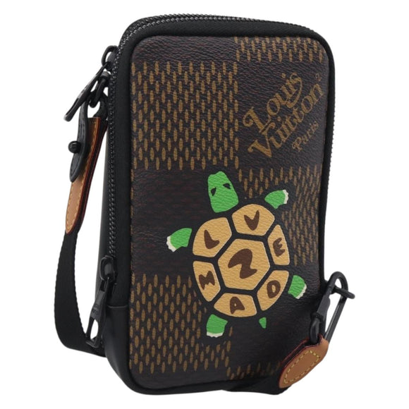 LOUIS VUITTON Ebene Giant LV × NIGO Double Phone Pouch N40377 LV Auth ka7010SAM