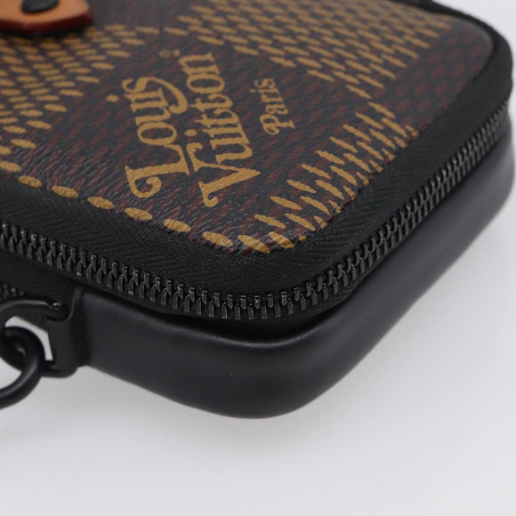 LOUIS VUITTON Ebene Giant LV × NIGO Double Phone Pouch N40377 LV Auth ka7010SAM