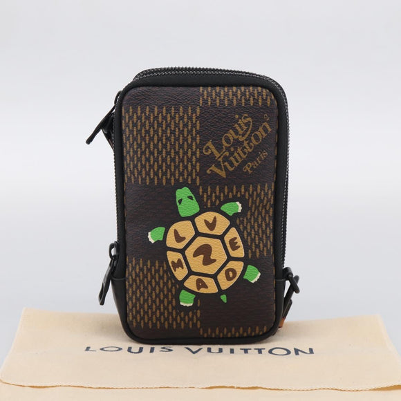LOUIS VUITTON Ebene Giant LV × NIGO Double Phone Pouch N40377 LV Auth ka7010SAM