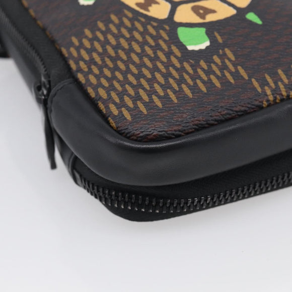 LOUIS VUITTON Ebene Giant LV × NIGO Double Phone Pouch N40377 LV Auth ka7010SAM