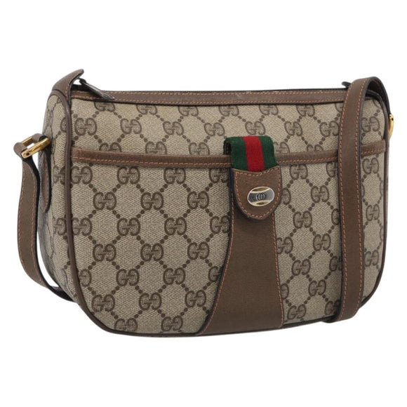 GUCCI GG Supreme Web Sherry Line Bag PVC Beige Gold 89 02 032 Auth ka7012