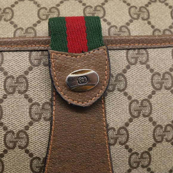 GUCCI GG Supreme Web Sherry Line Bag PVC Beige Gold 89 02 032 Auth ka7012