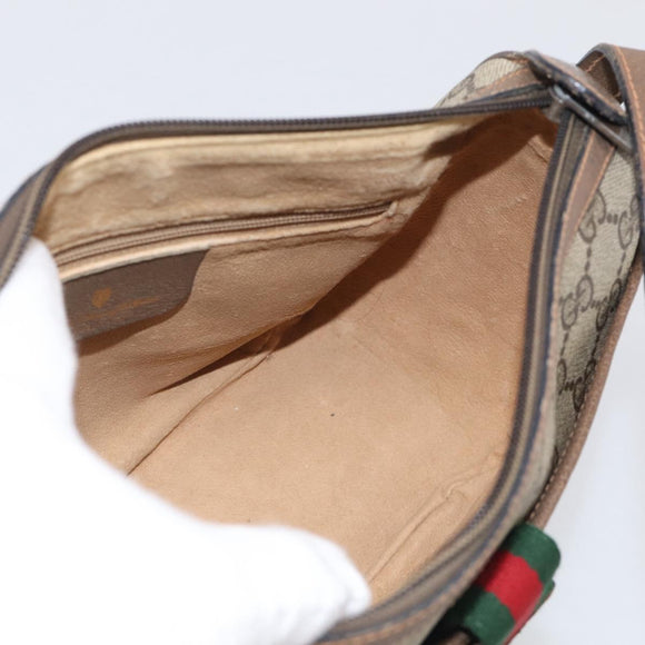GUCCI GG Supreme Web Sherry Line Bag PVC Beige Gold 89 02 032 Auth ka7012