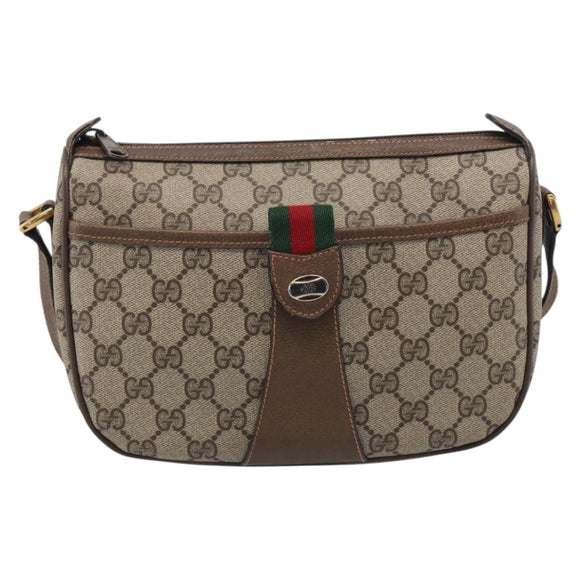 GUCCI GG Supreme Web Sherry Line Bag PVC Beige Gold 89 02 032 Auth ka7012