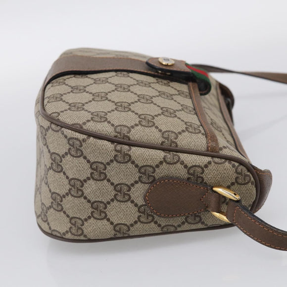 GUCCI GG Supreme Web Sherry Line Bag PVC Beige Gold 89 02 032 Auth ka7012