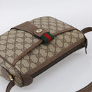 GUCCI GG Supreme Web Sherry Line Bag PVC Beige Gold 89 02 032 Auth ka7012-6