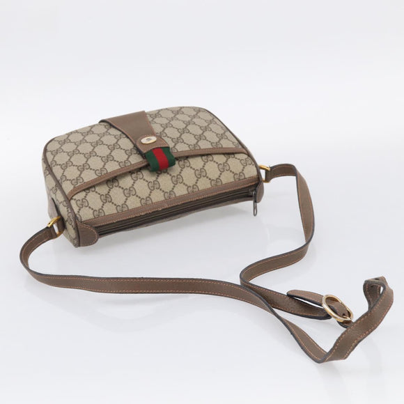 GUCCI GG Supreme Web Sherry Line Bag PVC Beige Gold 89 02 032 Auth ka7012