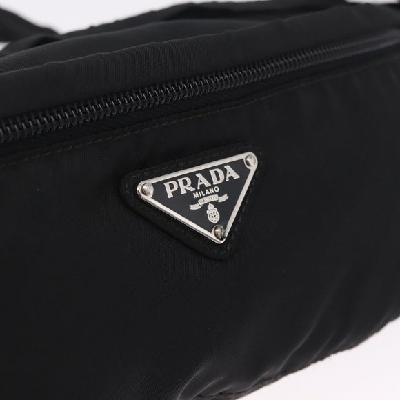 PRADA Waist Bag Nylon Black Silver Auth ka7017A