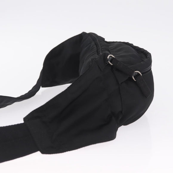 PRADA Waist Bag Nylon Black Silver Auth ka7017A
