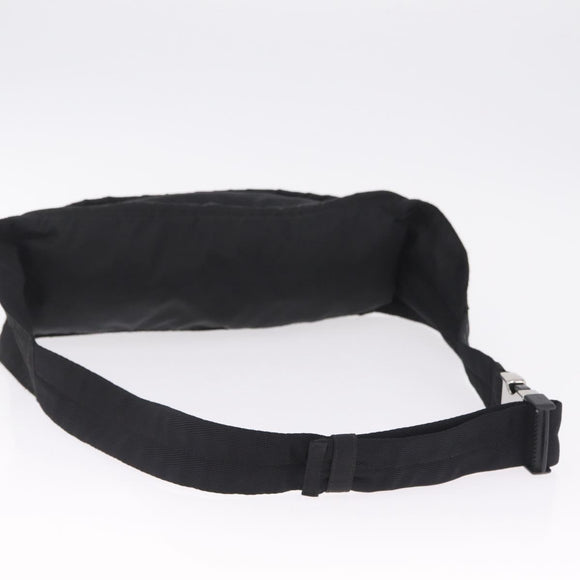 PRADA Waist Bag Nylon Black Silver Auth ka7017A