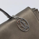 Cartier Marcello De Cartier Satchel Bag Leather 2way Bronze Silver Auth ka7019V-16