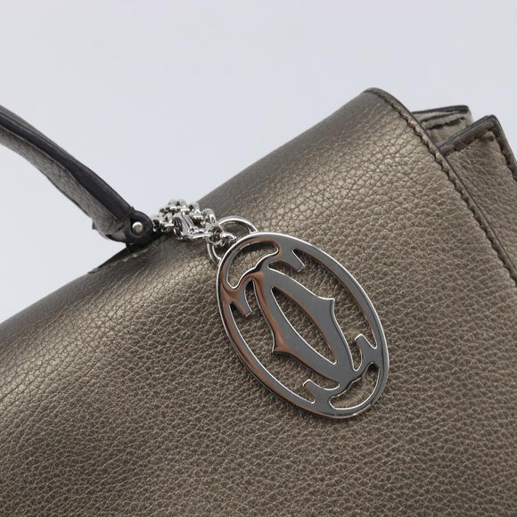 Cartier Marcello De Cartier Satchel Bag Leather 2way Bronze Silver Auth ka7019V