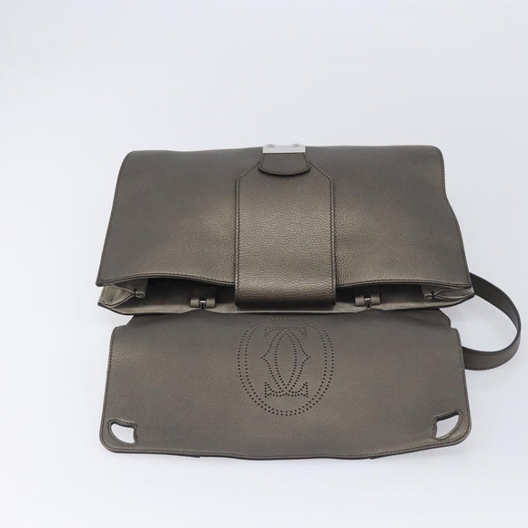 Cartier Marcello De Cartier Satchel Bag Leather 2way Bronze Silver Auth ka7019V