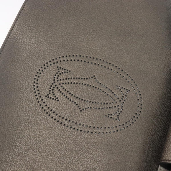 Cartier Marcello De Cartier Satchel Bag Leather 2way Bronze Silver Auth ka7019V